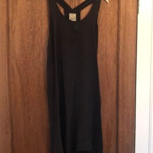 100% dark blue silk high low dress